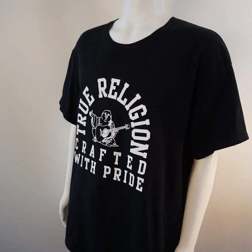 True Religion Crafted With Pride Mens T-shirt XL TR Arch Black Crewneck Cotton